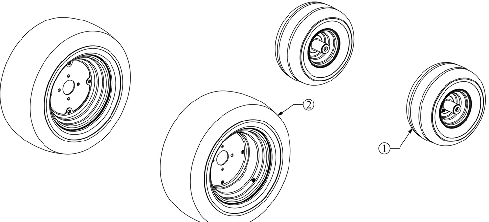 Wheels Diagram and Parts List for Z-FORCELX54KW (17AIDAUC010)(2016) Cub Cadet Lawn Tractor